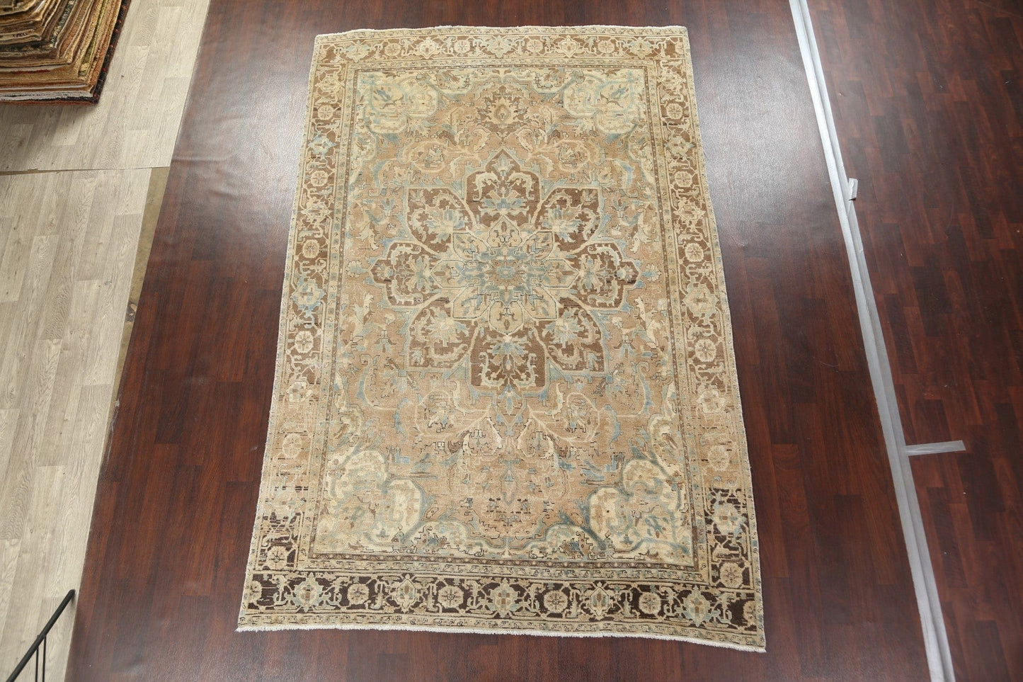 Antique Geometric Heriz Persian Area Rug 7x11