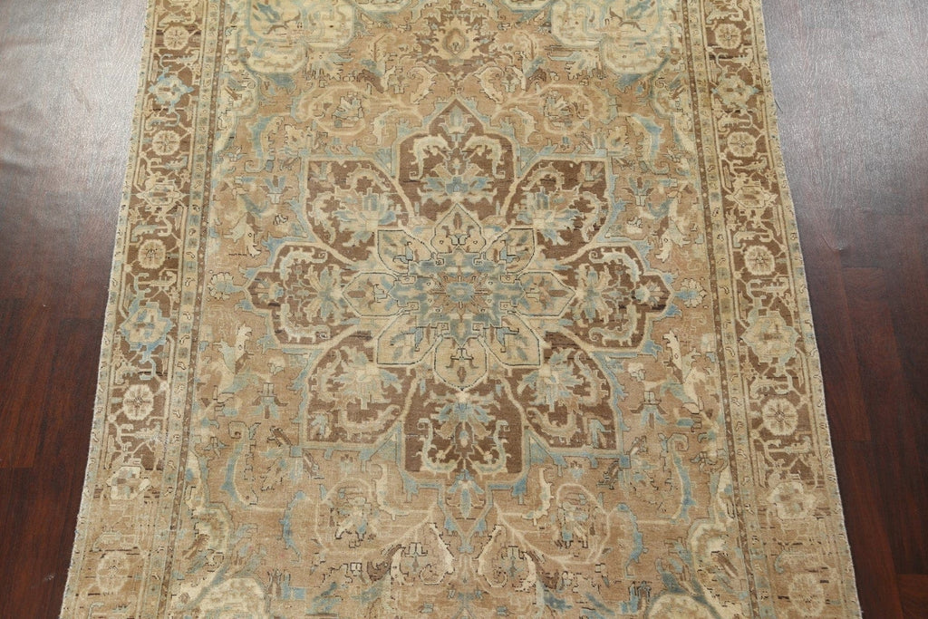 Antique Geometric Heriz Persian Area Rug 7x11