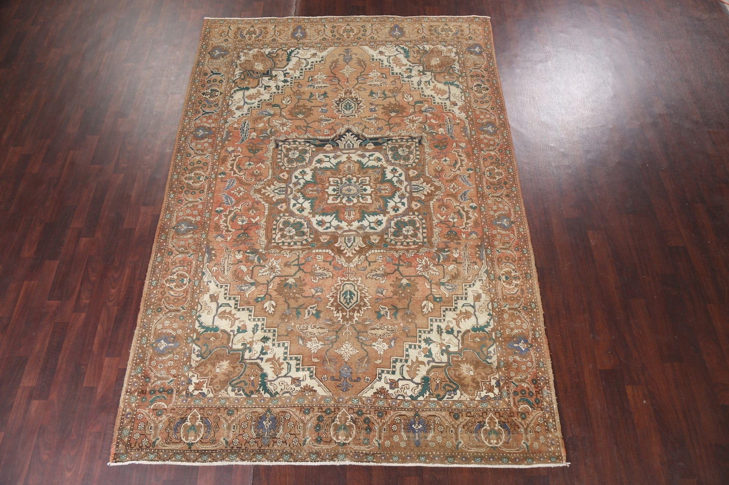 Vintage Geometric Heriz Persian Area Rug 8x11