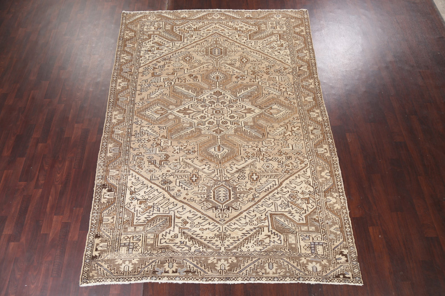 Vintage Geometric Heriz Persian Area Rug 8x11