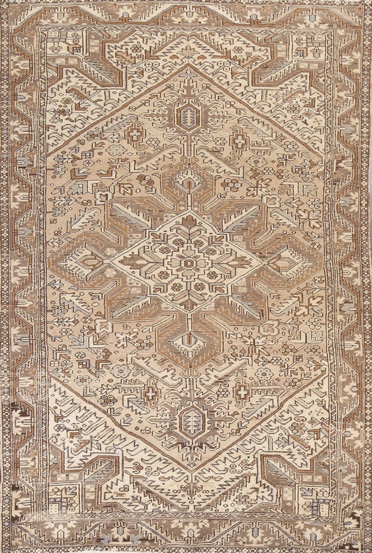 Vintage Geometric Heriz Persian Area Rug 8x11