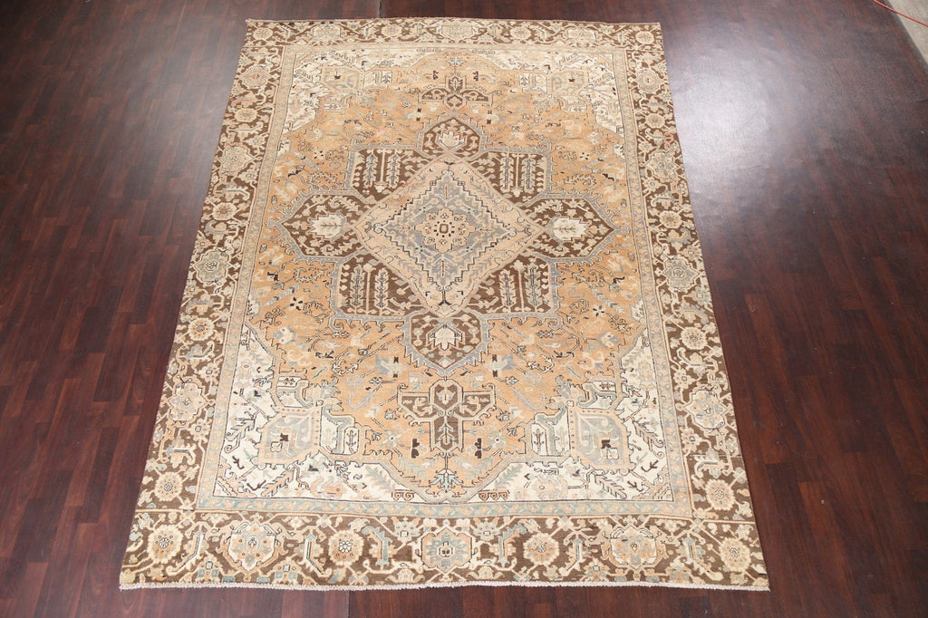 Vintage Geometric Heriz Persian Area Rug 9x12