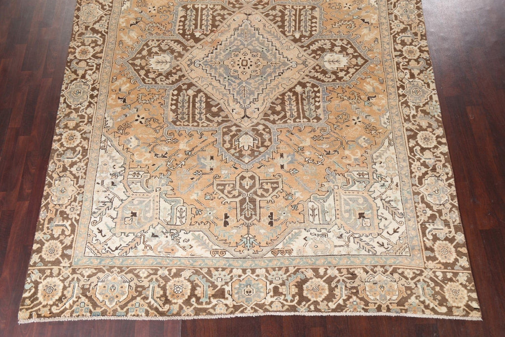 Vintage Geometric Heriz Persian Area Rug 9x12