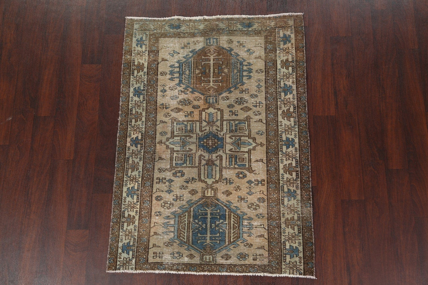 Antique Distressed Heriz Persian Area Rug 4x5