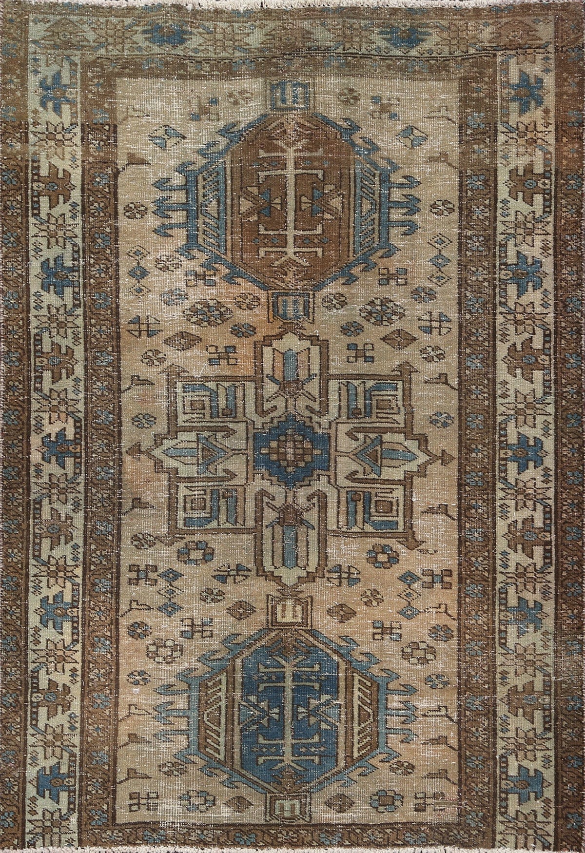 Antique Distressed Heriz Persian Area Rug 4x5