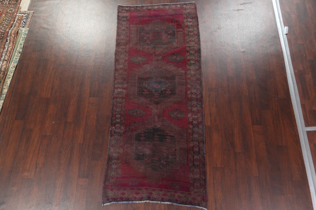 Distressed Over-Dye Meshkin Persian Runner Rug 4x9