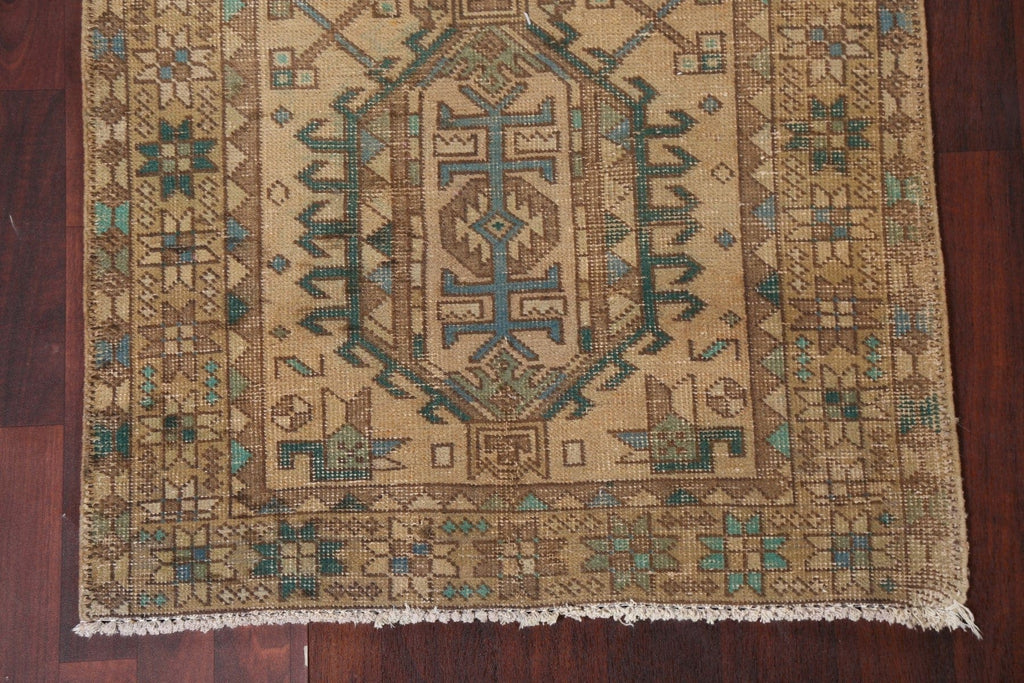 Antique Geometric Heriz Persian Runner Rug 3x12