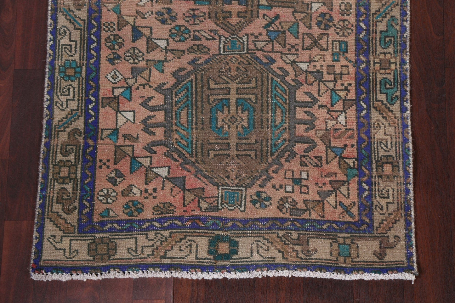 Geometric Heriz Persian Runner Rug 3x12