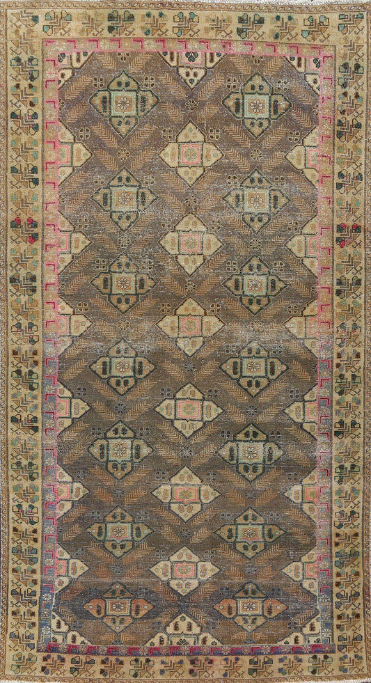 Vintage Geometric Ardebil Persian Area Rug 5x9