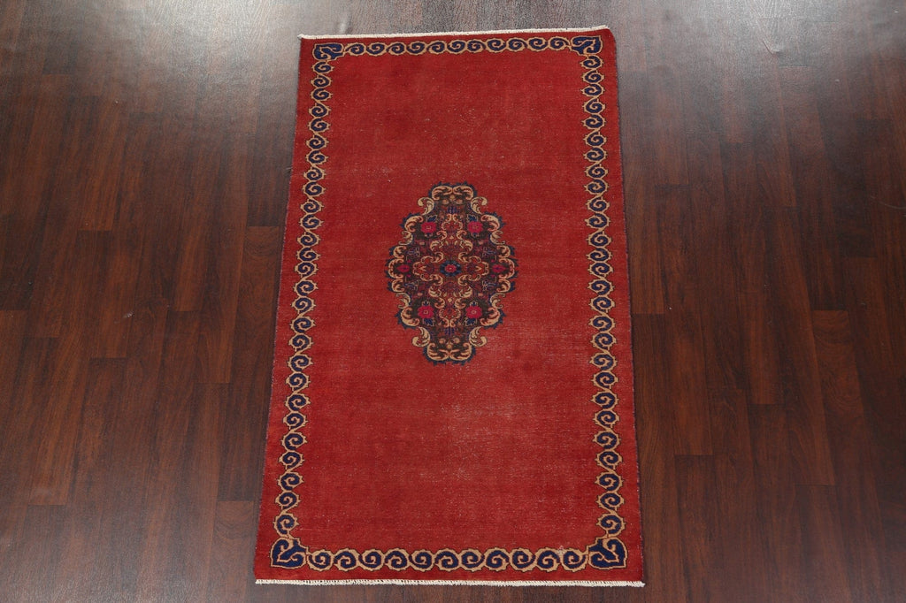 Vintage Red Kerman Persian Area Rug 4x7