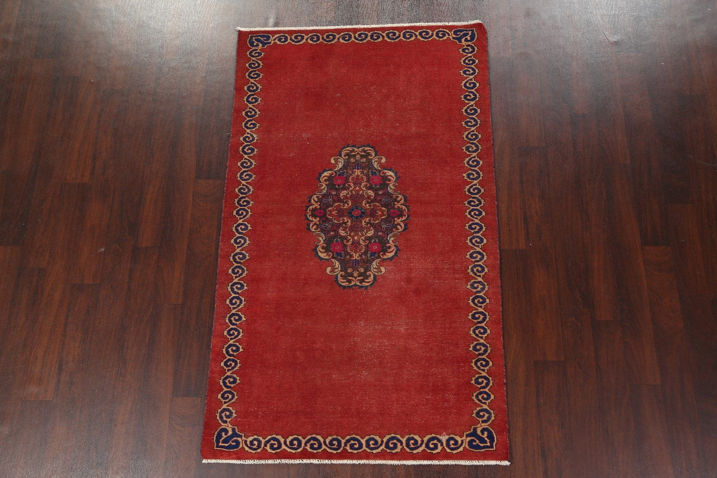 Vintage Red Kerman Persian Area Rug 4x7