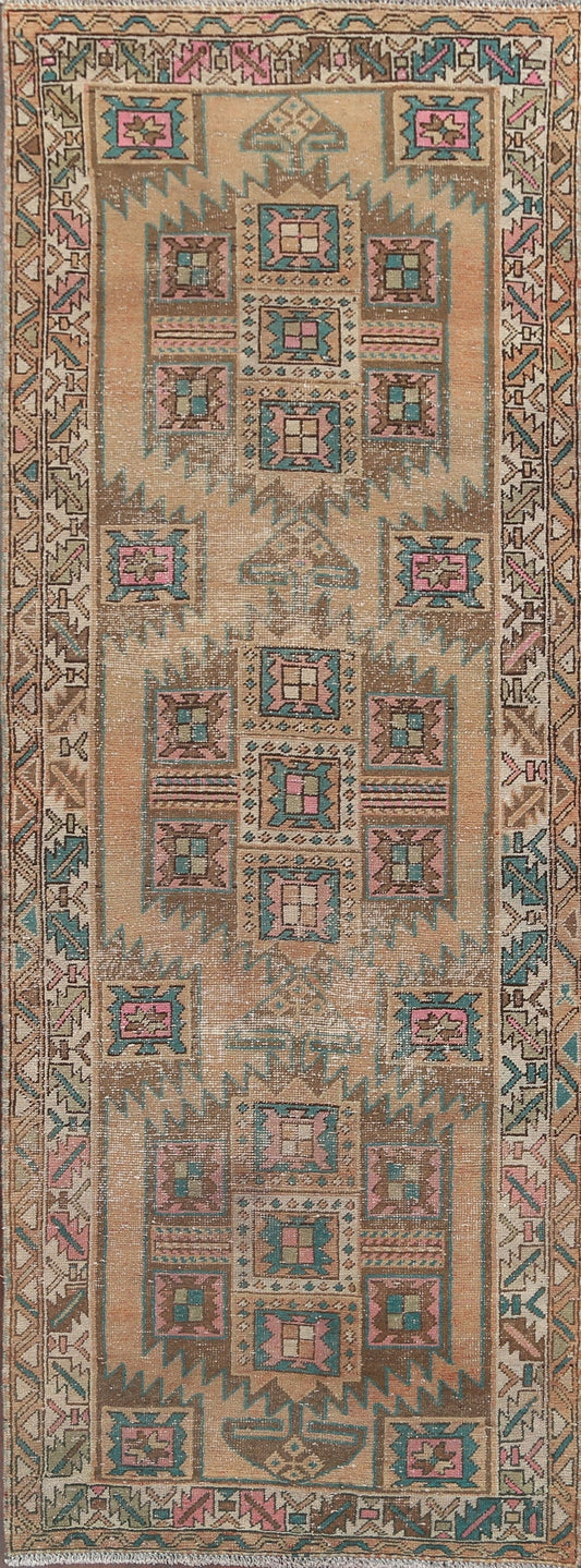 Antique Wool Ardebil Persian Runner Rug 4x11
