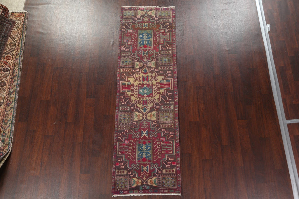 Tribal Geometric Meshkin Persian Runner Rug 3x9