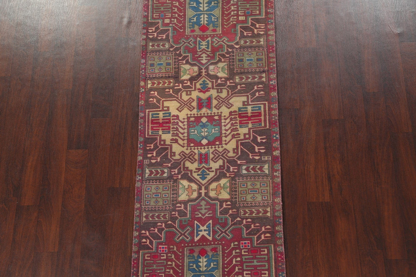 Tribal Geometric Meshkin Persian Runner Rug 3x9