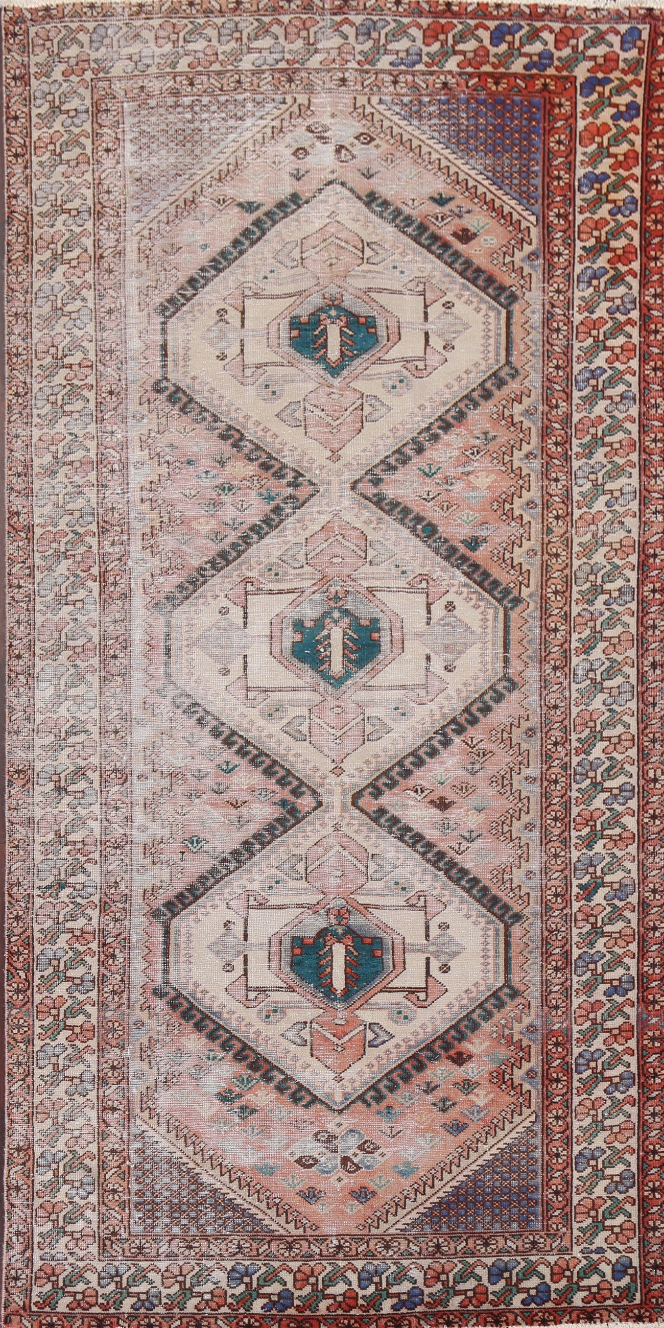 Antique Geometric Bakhtiari Persian Area Rug 5x10