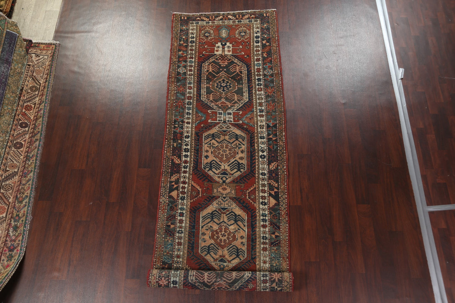 Vintage Heriz Persian Runner Rug 4x14