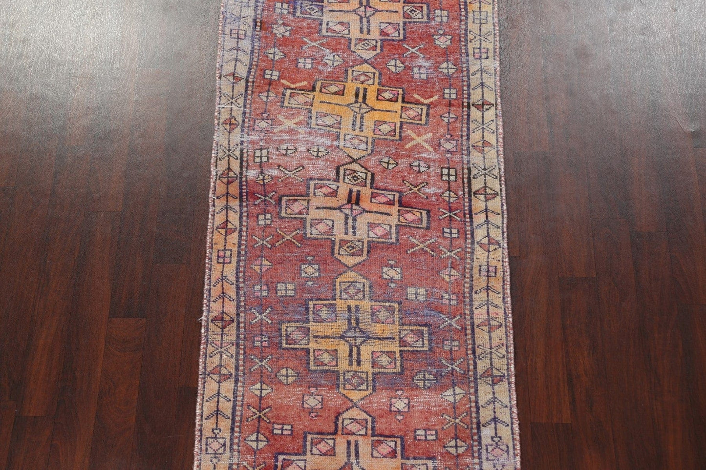 Geometric Meshkin Persian Runner Rug 3x11