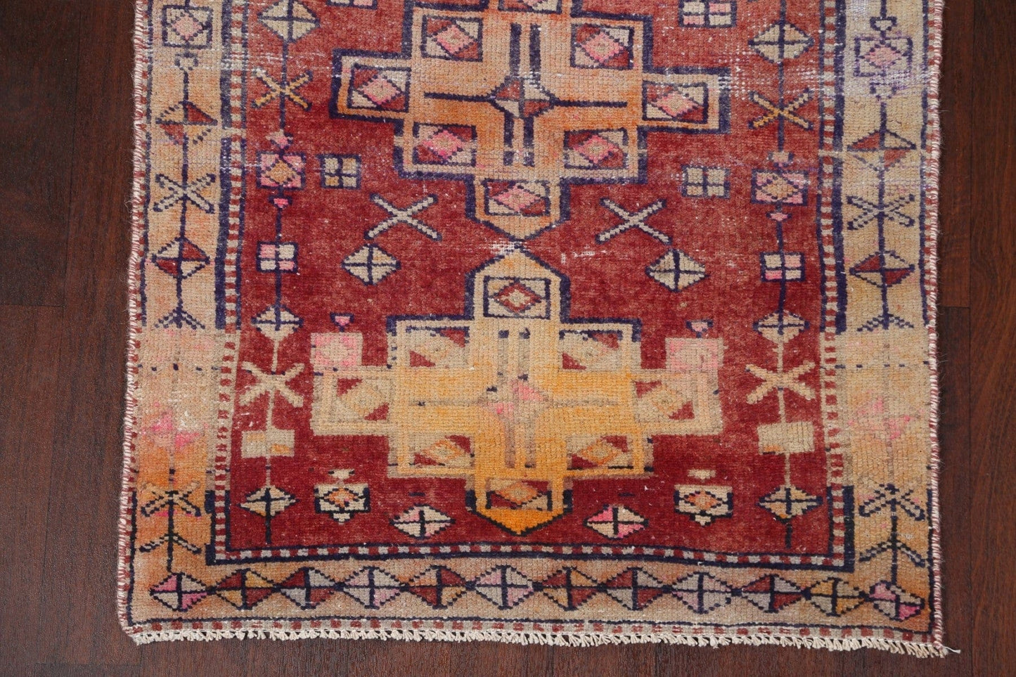 Geometric Meshkin Persian Runner Rug 3x11