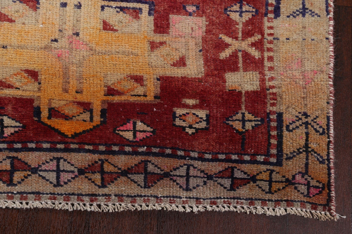 Geometric Meshkin Persian Runner Rug 3x11