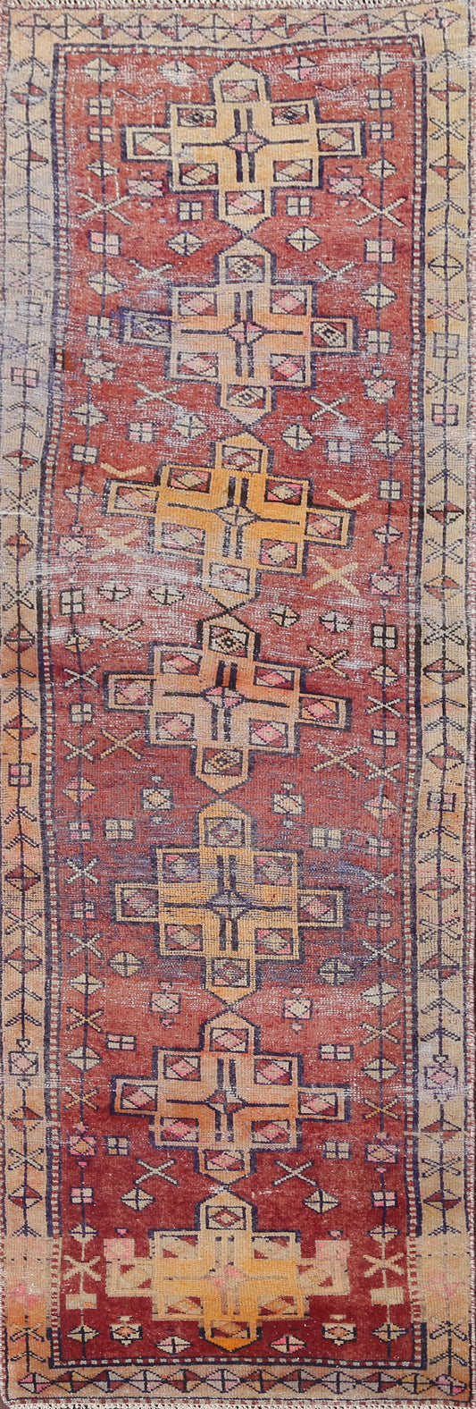 Geometric Meshkin Persian Runner Rug 3x11