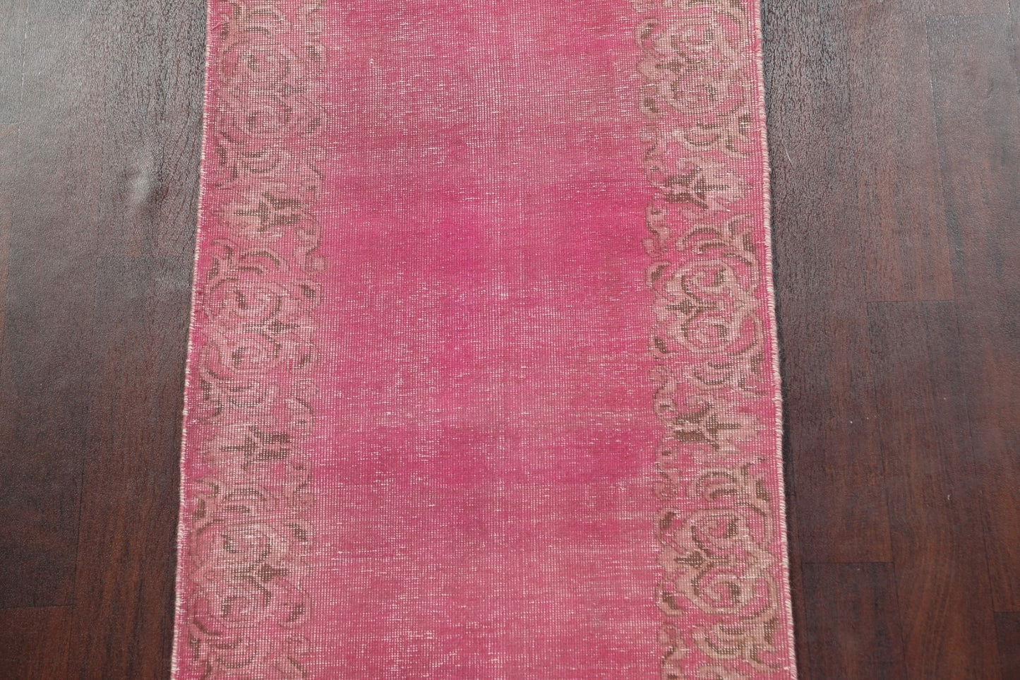 Pink Distressed Tabriz Persian Runner Rug 3x17