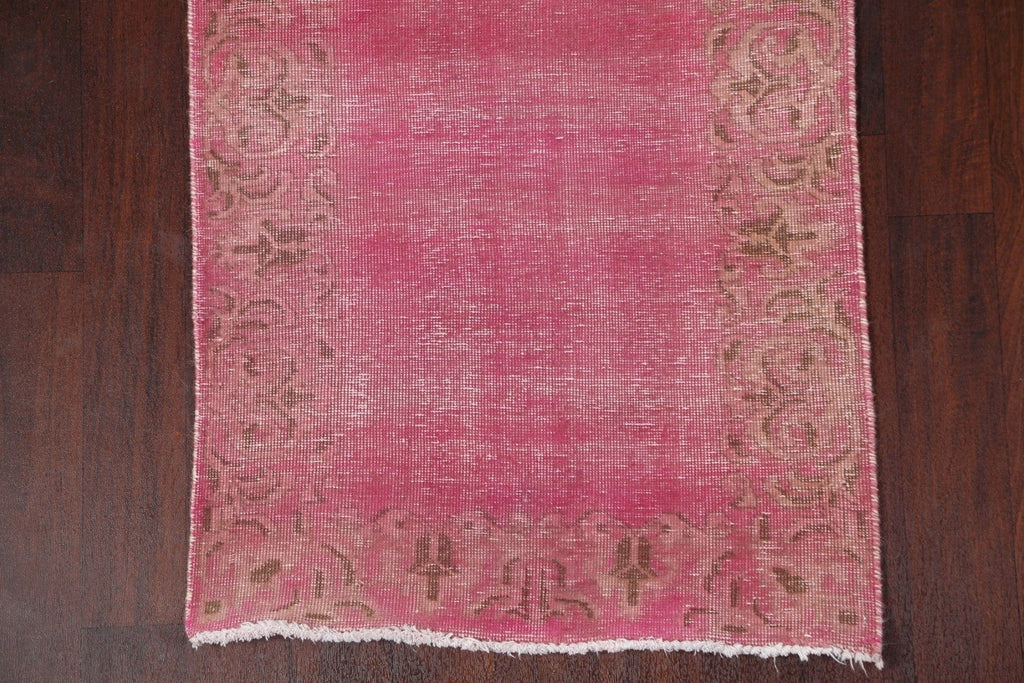 Pink Distressed Tabriz Persian Runner Rug 3x17