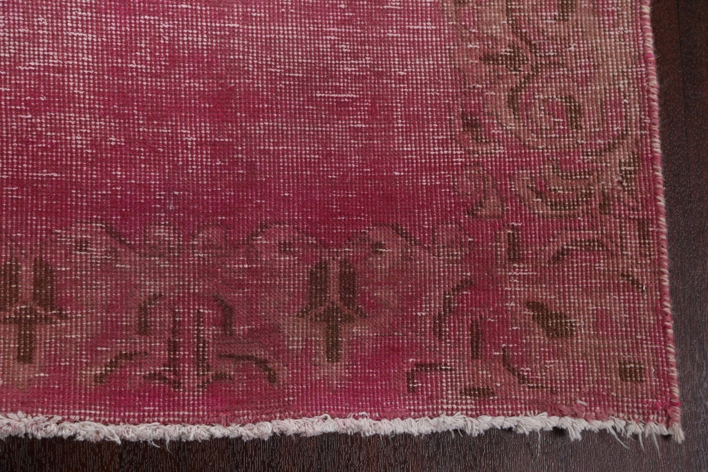 Pink Distressed Tabriz Persian Runner Rug 3x17