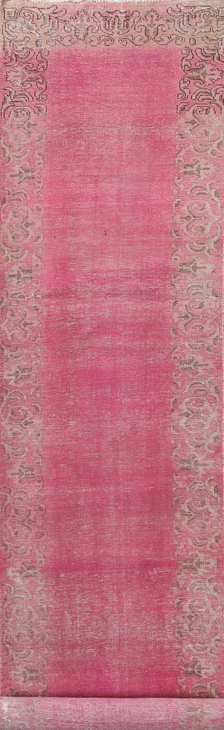 Pink Distressed Tabriz Persian Runner Rug 3x17