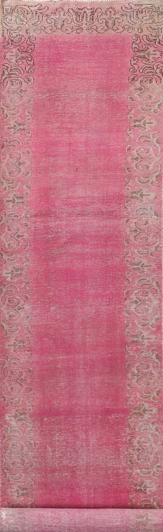 Pink Distressed Tabriz Persian Runner Rug 3x17