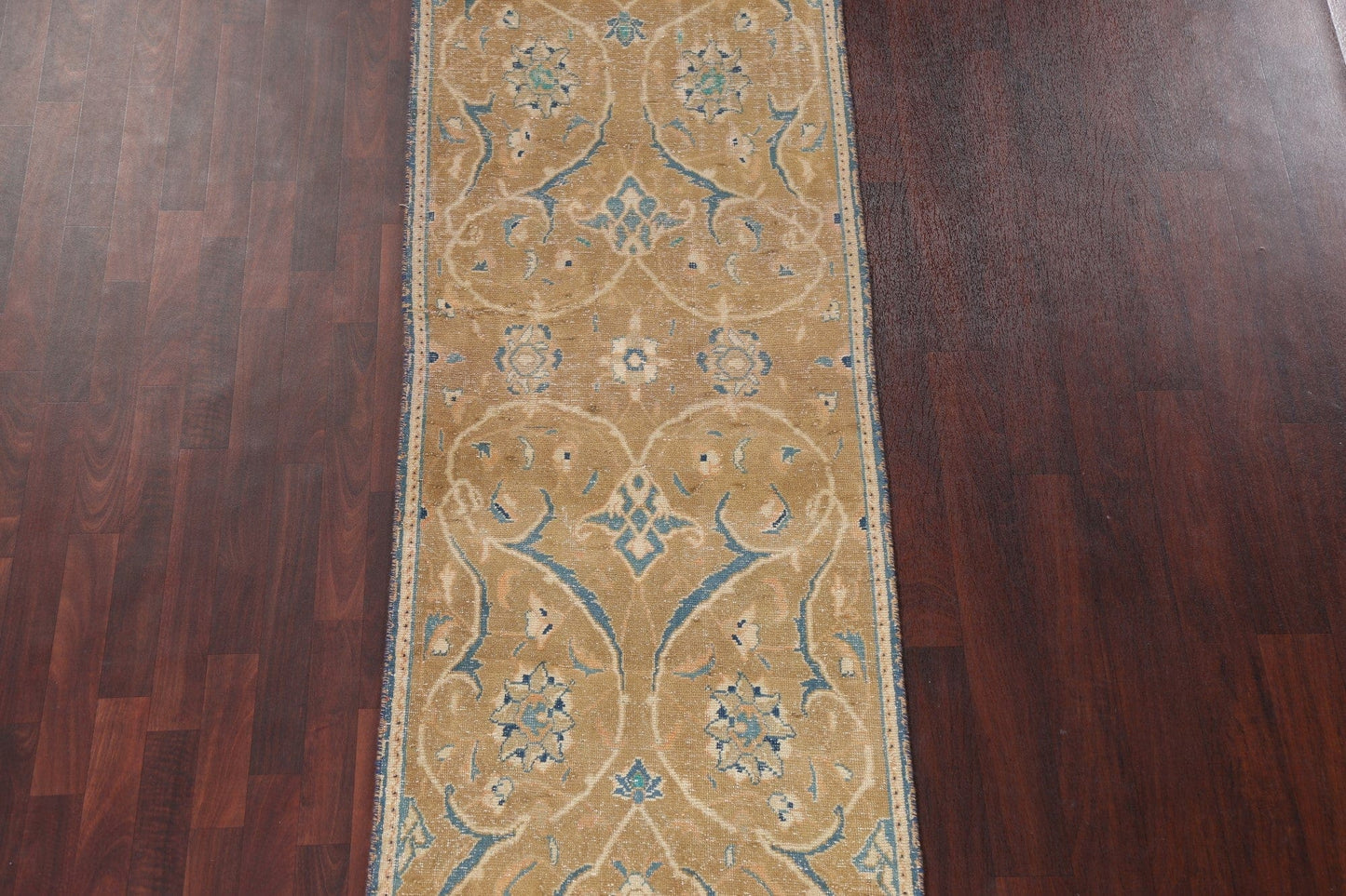 Vintage Floral Tabriz Persian Runner Rug 3x10