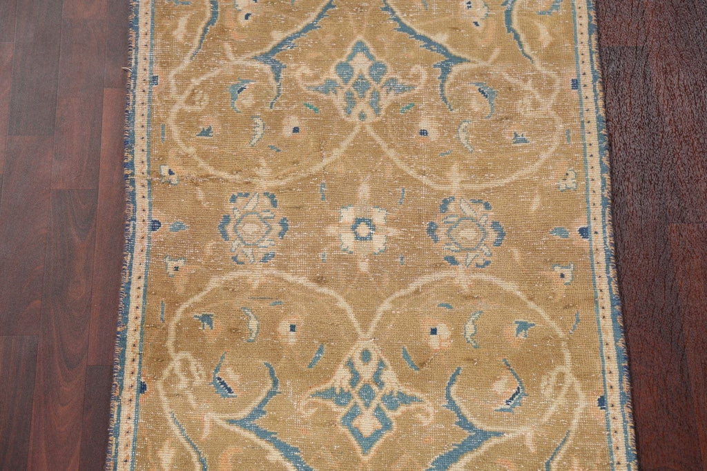 Vintage Floral Tabriz Persian Runner Rug 3x10