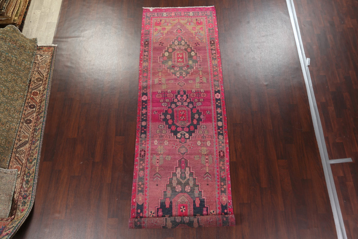 Geometric Meshkin Persian Runner Rug 4x14