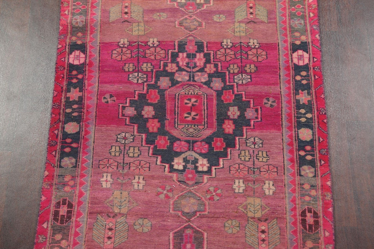 Geometric Meshkin Persian Runner Rug 4x14