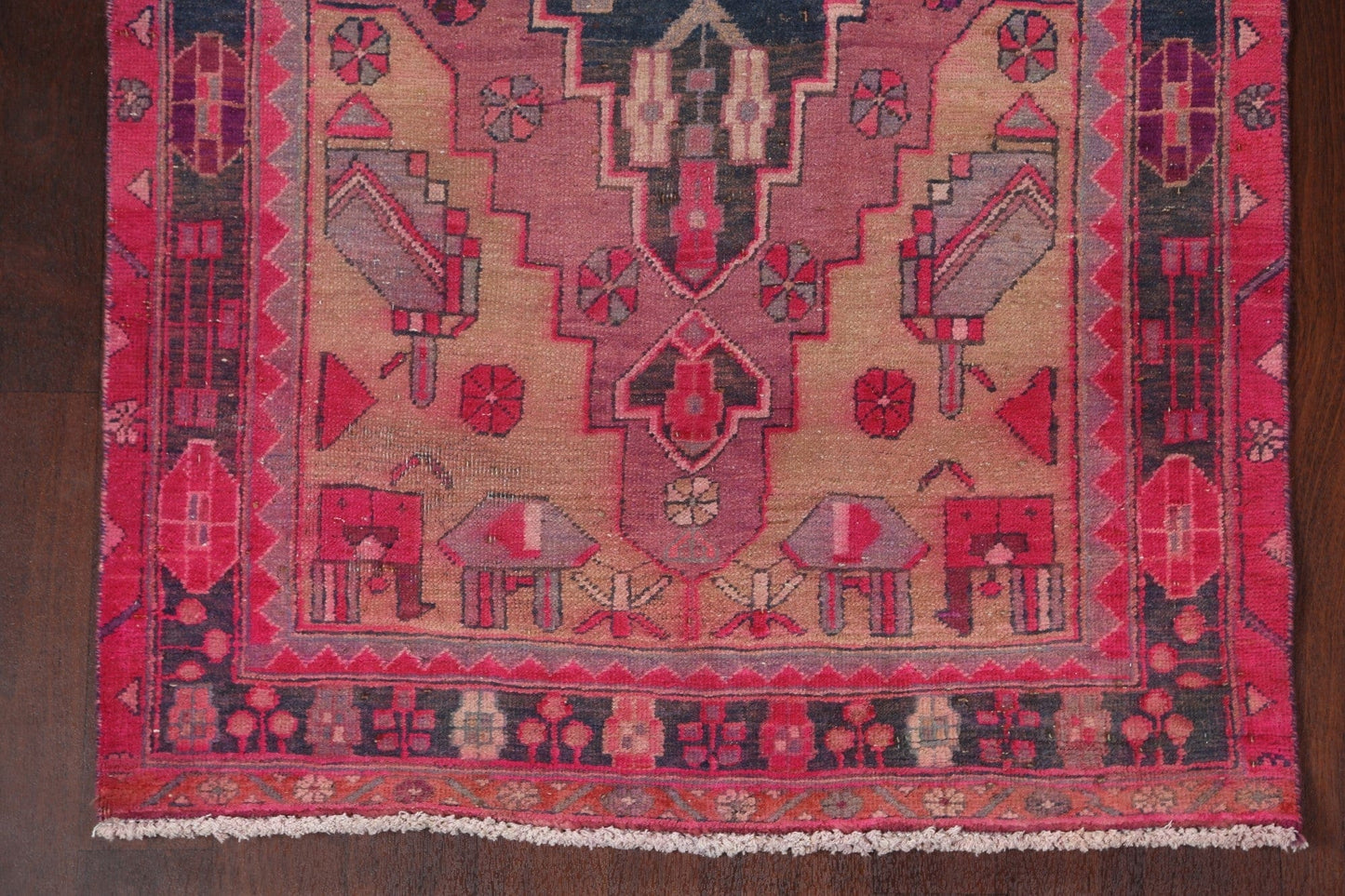 Geometric Meshkin Persian Runner Rug 4x14