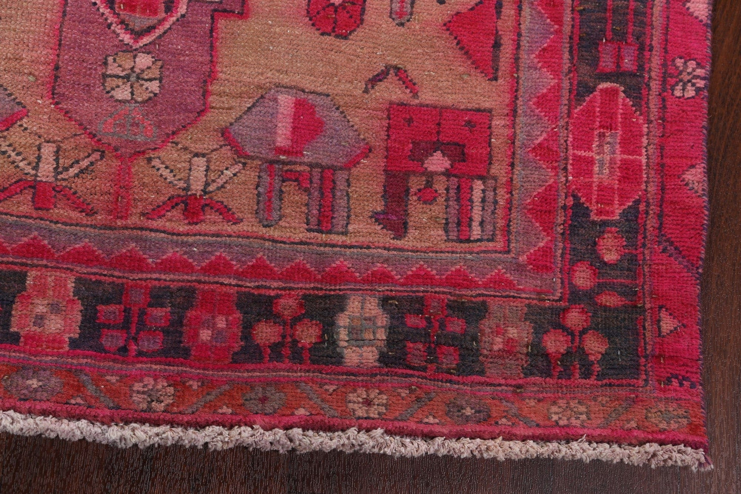 Geometric Meshkin Persian Runner Rug 4x14