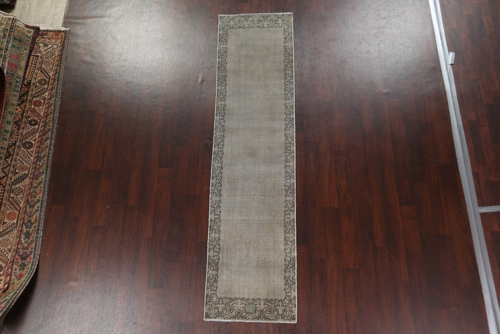 Distressed Over-Dyed Tabriz Persian Runner Rug 2x9