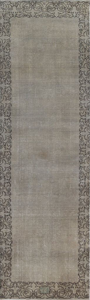 Distressed Over-Dyed Tabriz Persian Runner Rug 2x9