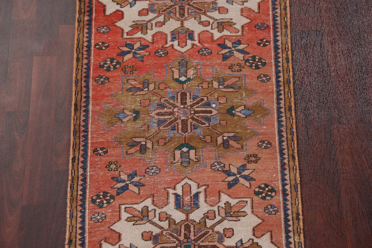 Vintage Wool Heriz Persian Runner Rug 2x10