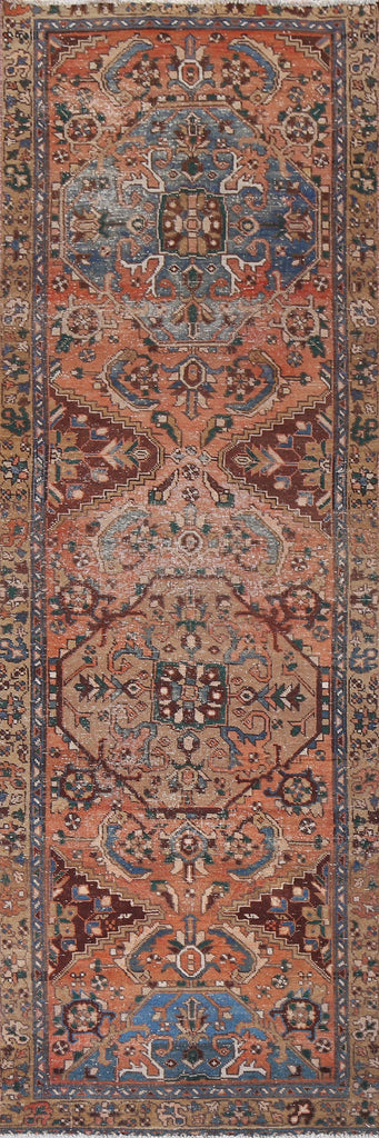 Vintage Heriz Persian Runner Rug 3x10