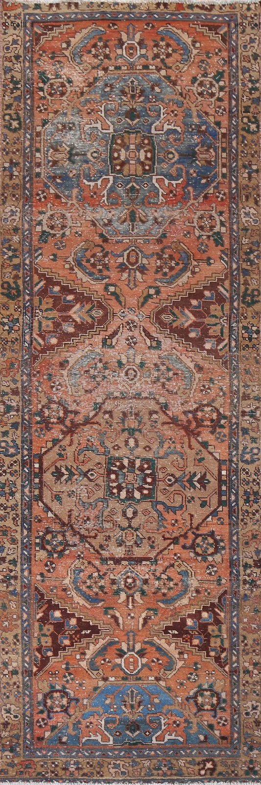 Vintage Heriz Persian Runner Rug 3x10