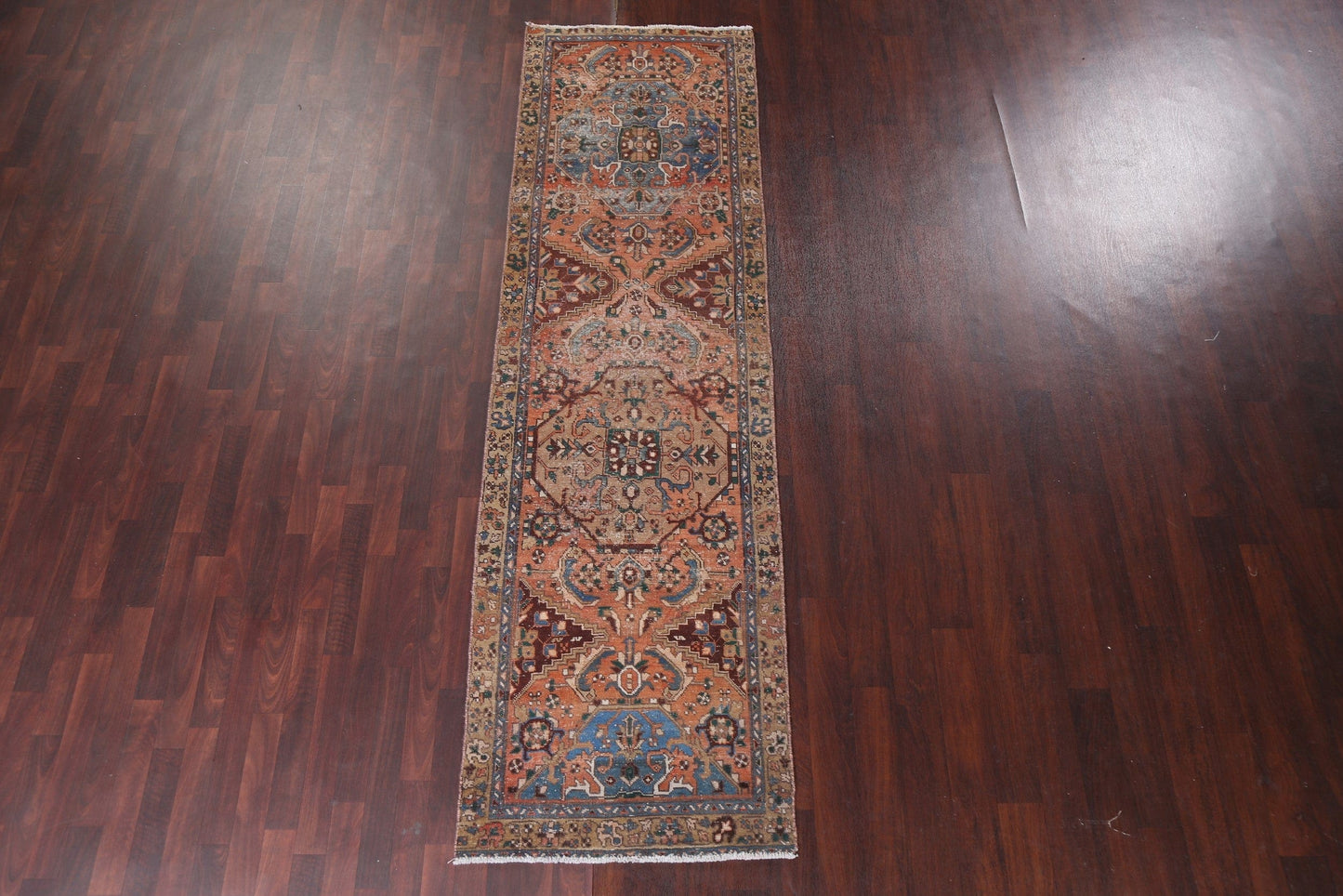 Vintage Heriz Persian Runner Rug 3x10