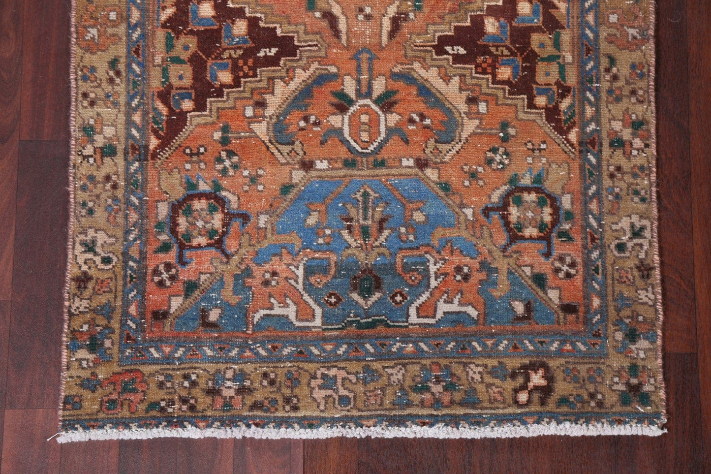 Vintage Heriz Persian Runner Rug 3x10