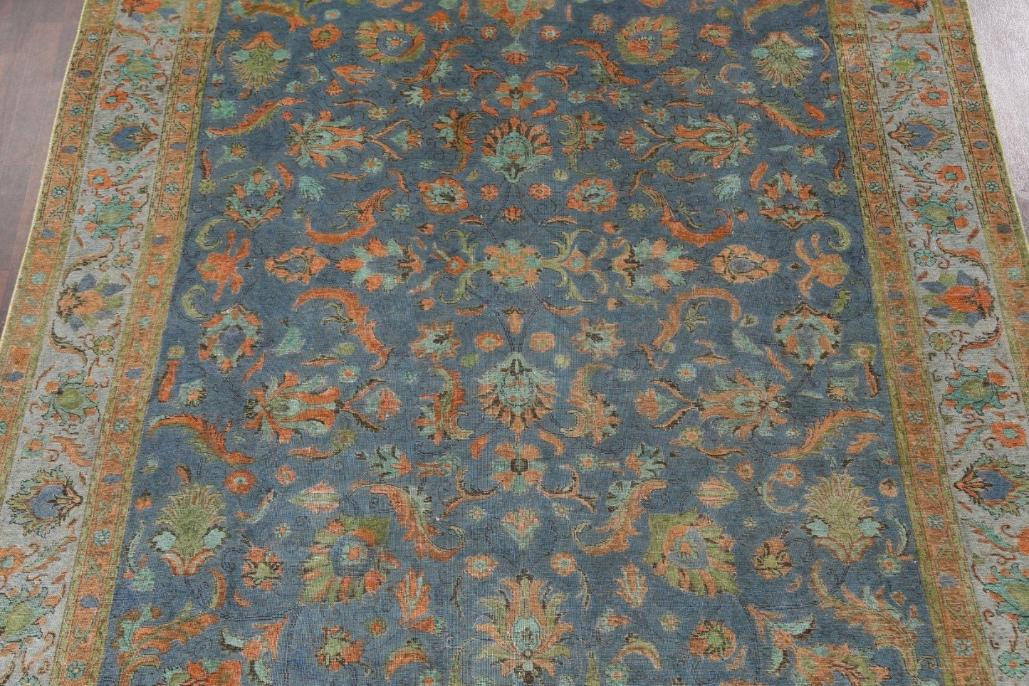 Distressed Over-Dye Tabriz Persian Area Rug 9x13