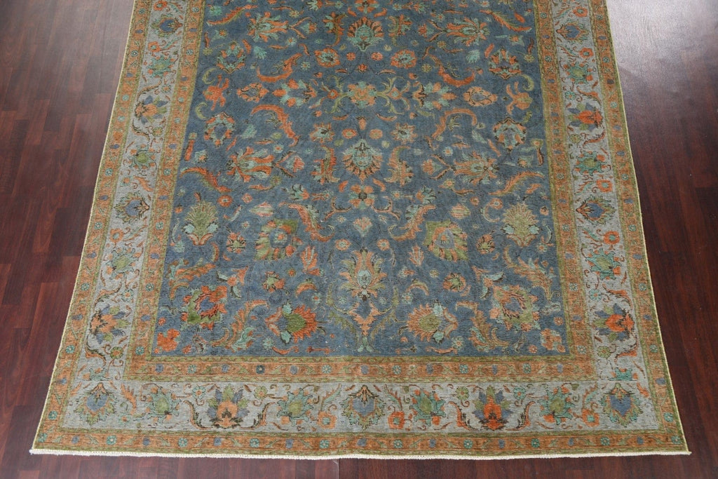 Distressed Over-Dye Tabriz Persian Area Rug 9x13