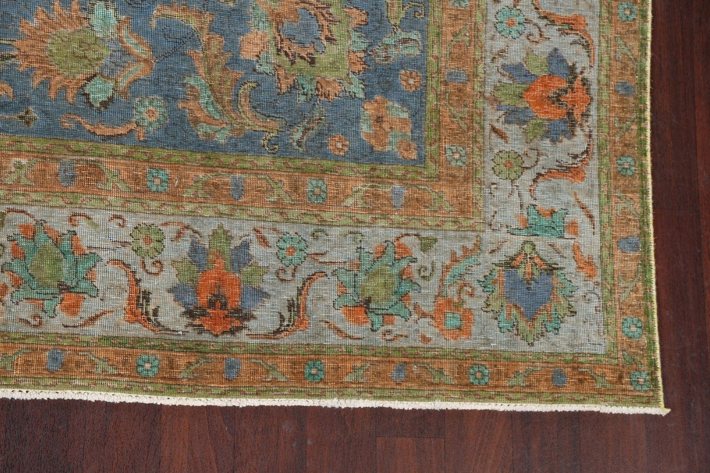 Distressed Over-Dye Tabriz Persian Area Rug 9x13