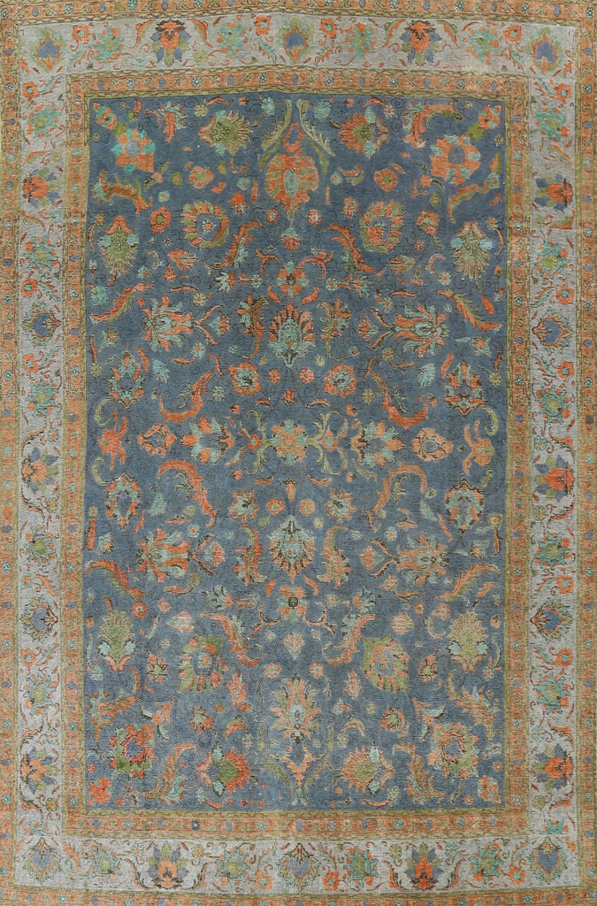 Distressed Over-Dye Tabriz Persian Area Rug 9x13