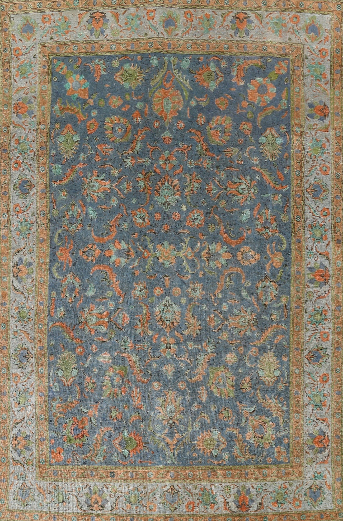 Distressed Over-Dye Tabriz Persian Area Rug 9x13