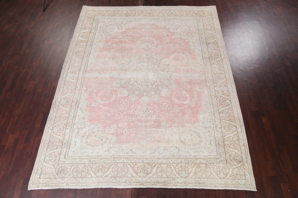 Muted Distressed Kerman Persian Area Rug 10x13