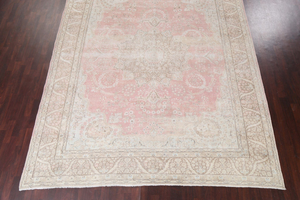 Muted Distressed Kerman Persian Area Rug 10x13