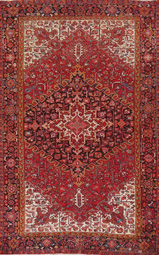 Vegetable Dye Red Wool Heriz Persian Area Rug 8x11